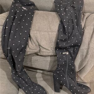 Jessica Simpson Black Over-the-Knee Bressy Boots with Studs